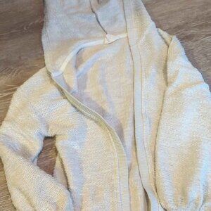 Mia Joy Girls Long Open Cardigan Hoodie in Ecru 10